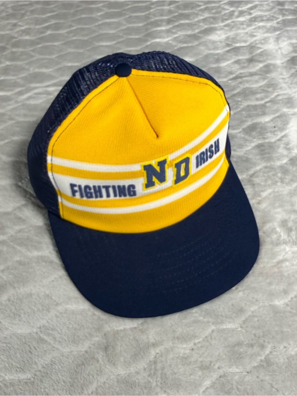 Vintage Notre Dame Fighting Irish USA Made Trucker Snapback Hat 80s NCAA